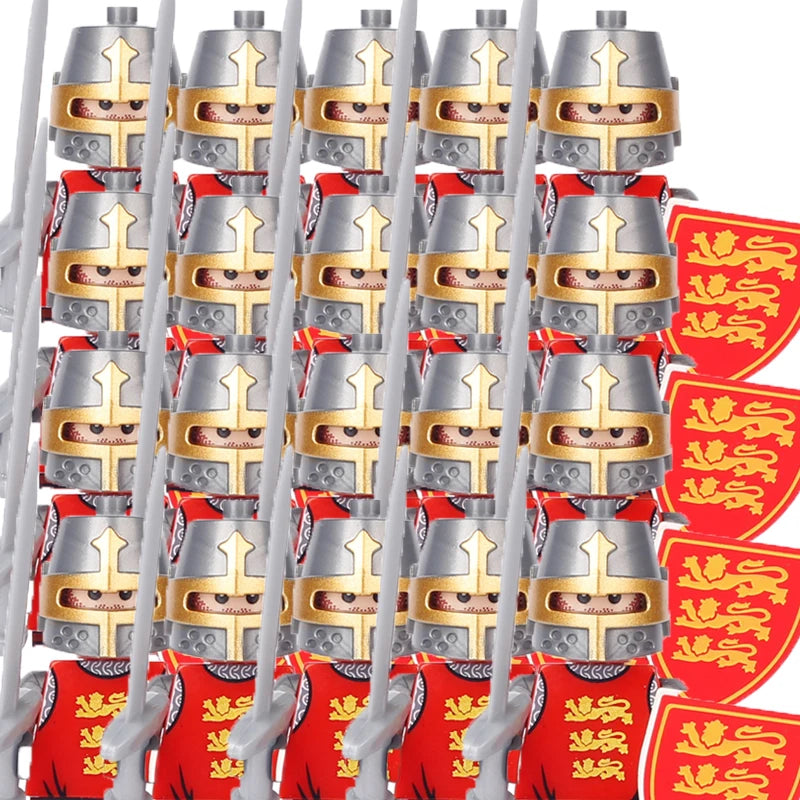 Military Building Blocks Medieval Solider Figures Gifts Toys Weapons Shield Holy Roman Saint Lazarus Jerusalem Knight Legion MOC