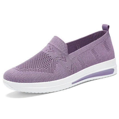 Autumn Women's Slip On Loafers Breathable Mom Soft Flats Classic Office Shoes Knitted Tennis Walking Shoes Sock Sneakers