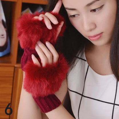 Winter Warm Women Faux Fur Arm Sleeve Soft Elastic Wrist Slap On Cuffs Arm Warmer Plush Thicken Accessories Fashion Coat Decora