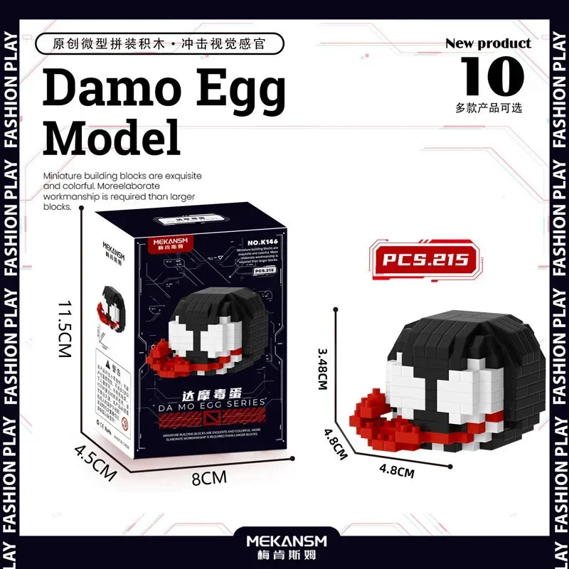 Spider-man Venom Damo Egg Building Block cartoon Q version of tiny particles puzzle assembled children's toys wholesale Iron Man