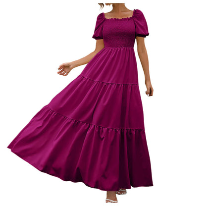 Female Dresses Outfits Women'S 2024 Floral Boho Dress Wrap Crew Neck Short Sleeve Belted Ruffle Hem A Line Flowy Ropa Para Mujer