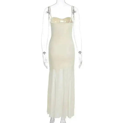 Avrilyaan Mesh Splicing Hollow Spaghetti Strap Backless Party Sexy Dresses Elegant Long Dress Women 2025 Summer Dress Vestidos