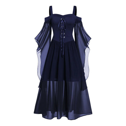 5XL Women Fashion Vintage Style Square Neck Party Dress Women Cosplay Dress Retro Midi Gown Dress Gothic Dresses Women Clothing