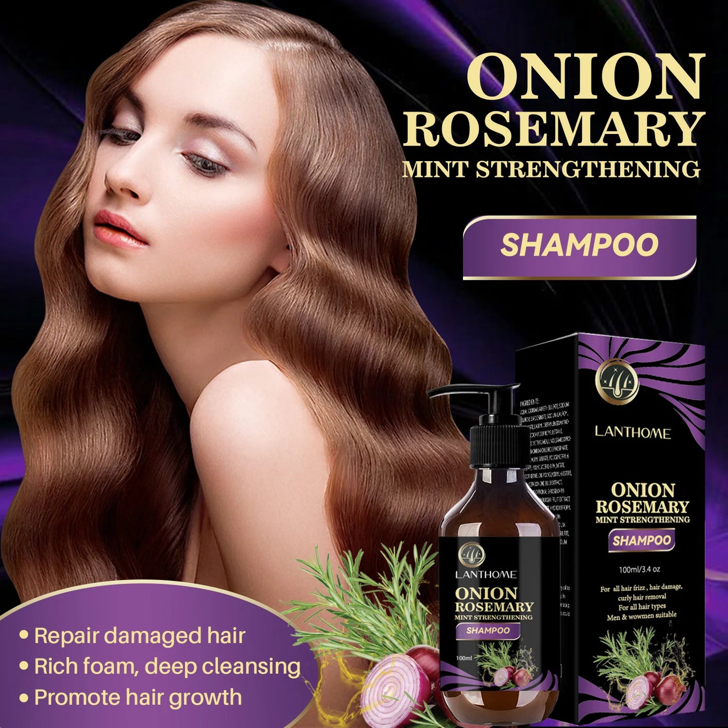 Hair Shampoo For Fast Hair Growth Rosemary Onion Hair Regrowth Shampoo Anti Hair Loss Effective Within 7 Day Hair Care Spray