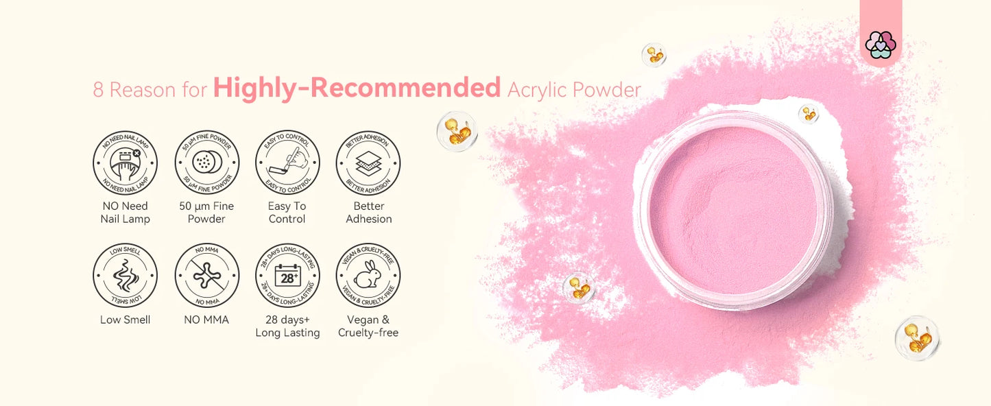 Saviland Professional Acrylic Powder Set 10g x 10 Clear Nudes Pink Ultra Fine Keratin Formula Quick Dry for Salon Nail Art