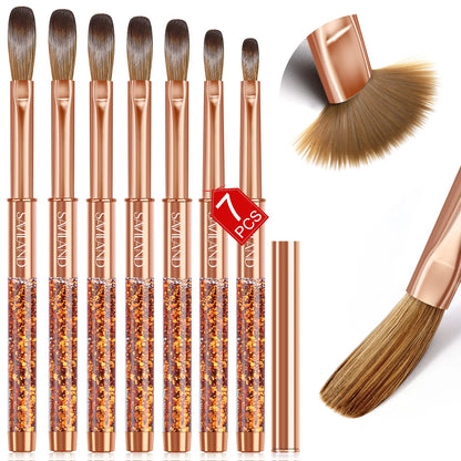Saviland 7pcs Acrylic Nail Brush Set Size4/6/8/10/12/14/16 Acrylic Brushes for Acrylic Application Acrylic Powder Nail Art