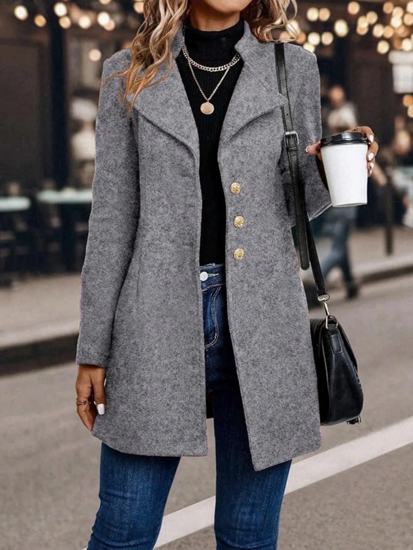 Women's winter coats; solid-color women's winter tops; mid-length, elegant and comfortable long-sleeved cardigans for women