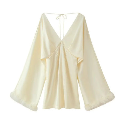 Women's Clothing Fashion Versatile Design Sense Niche Lazy Style Spice Girl Age-reducing Dress Feather Trim Skirt