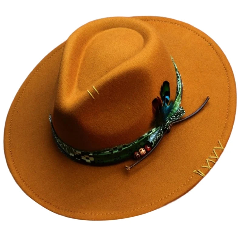 Fashion Fedoras Homburg Panama Hat Exotic Maillard for Women Men Photo Props Western for Men Women Unisex Wear Headwear