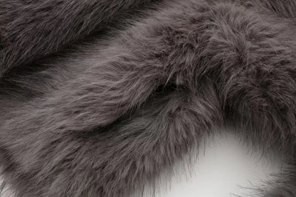 HH Women Winter Fashion Artificial Fur Effect Short Jacket Coats Female O-Neck Vintage Long Sleeve Loose Warm Top Streetwear