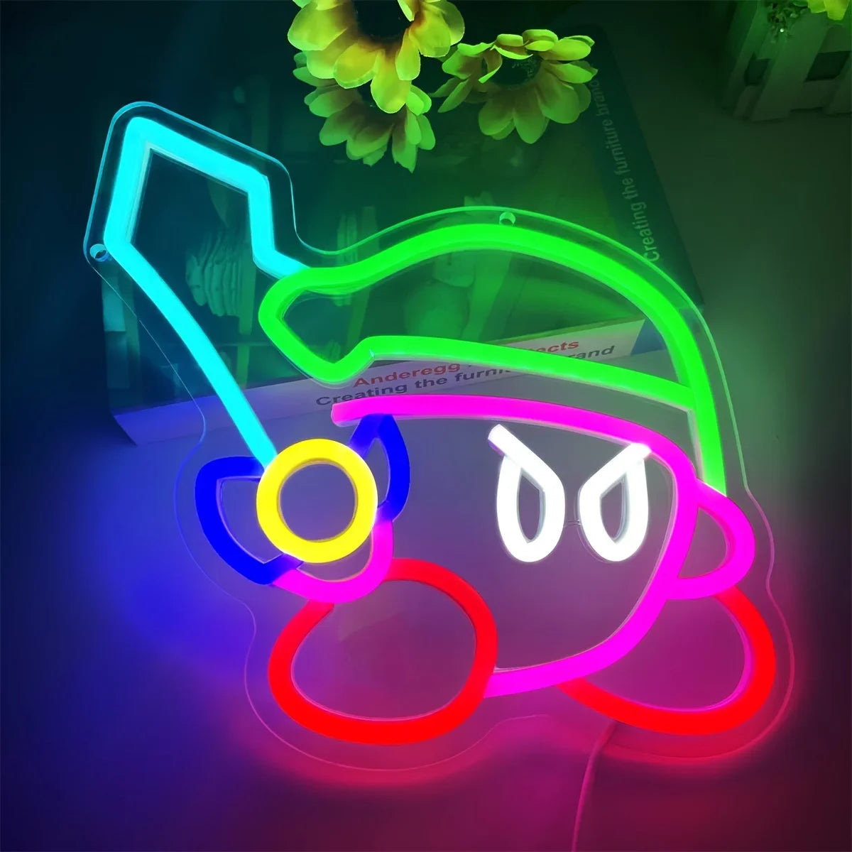 Cartoon Character Neon Sign Light - Game Pet LED Wall Accent for Bedroom & Living Room Decor, Theme Party Props