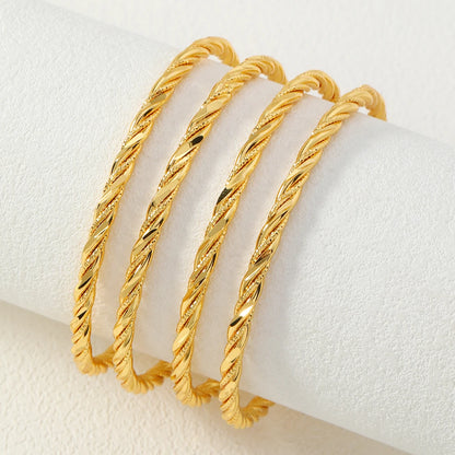 4 pieces/set Middle East Saudi Fried Dough Twists copper thin ring multilayer women's bracelet