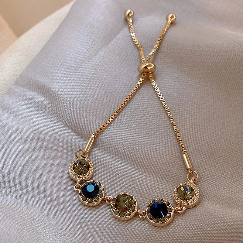 Luxury Blue Zircon 18K Gold Plated Women's Bracelet 2023 New Fashion Retro Zircon Bracelet Wedding Party Jewelry Gift