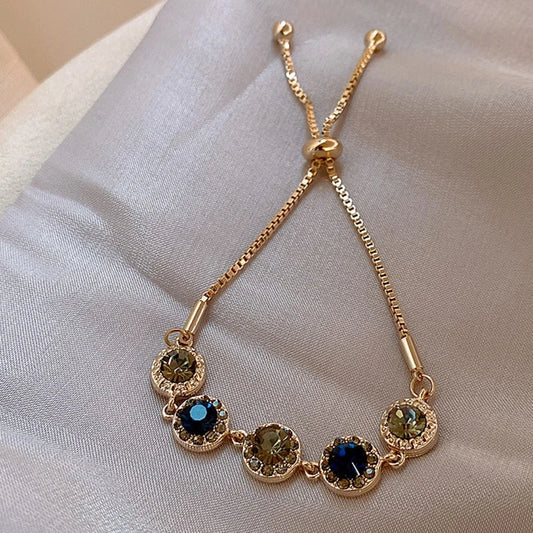 Luxury Blue Zircon 18K Gold Plated Women's Bracelet 2023 New Fashion Retro Zircon Bracelet Wedding Party Jewelry Gift