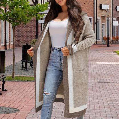 Women's Casual Hooded Sweater Cardigan Coat Chic Warm Loose Fit Streetwear Long Sweater Knitted Cardigan Autumn Winter Oversized