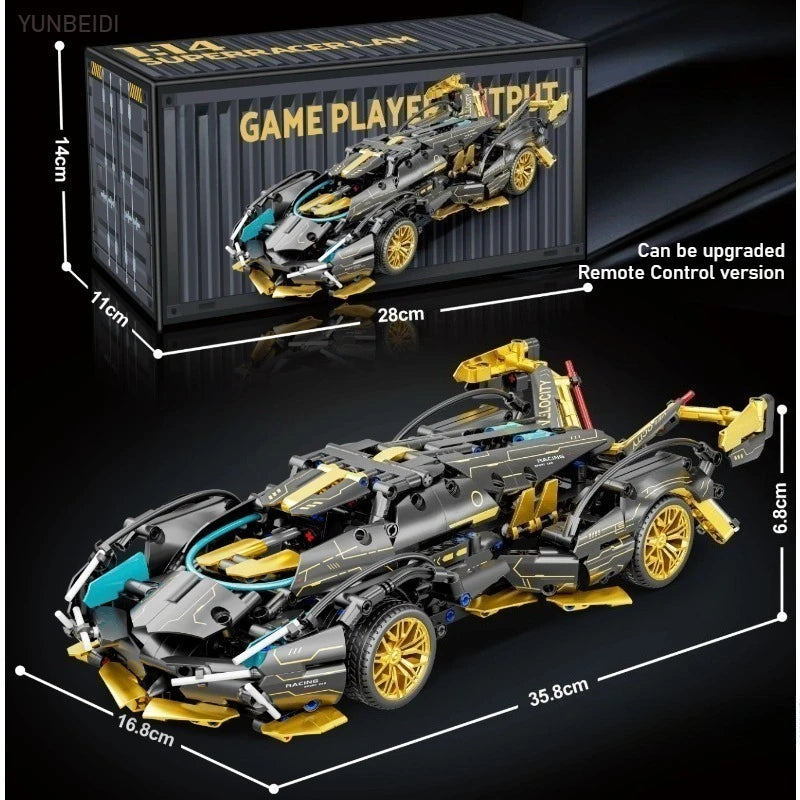 Technology Racing Car Block Model 1280PCS+ 1:14 Motion Speed Car Model Mechanical Super Block Assembly Toy Children Adult Gifts