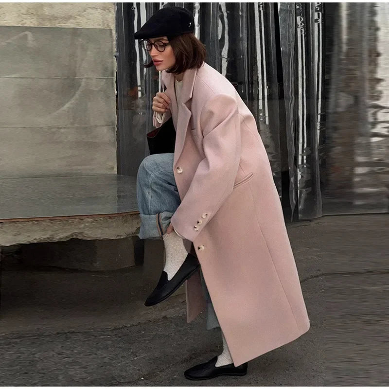 Single Breasted Women 's Winter Jacket Elegant Laple Pockets Thicken Full Sleeve Coats Female 2025 Autumn Winter Woman clothes