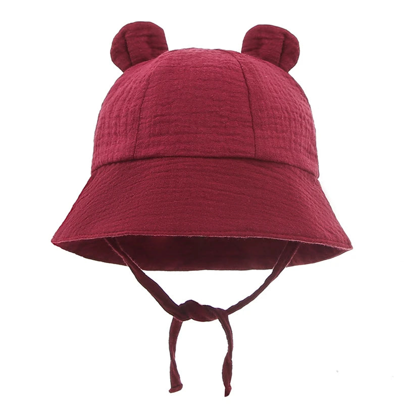 Spring Autumn Solid Color Soft Baby Bucket Hat Cotton Fisherman Hats Kids Summer Toddler Boy Girls Panama Sun Cap Children 0-12M