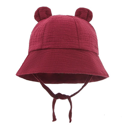 Spring Autumn Solid Color Soft Baby Bucket Hat Cotton Fisherman Hats Kids Summer Toddler Boy Girls Panama Sun Cap Children 0-12M