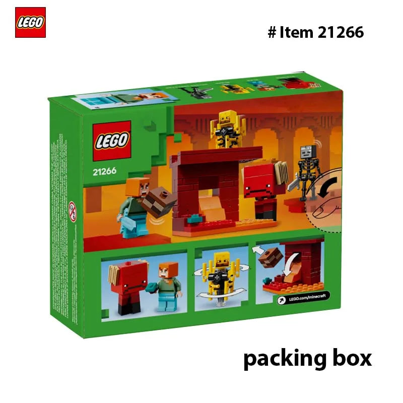 LEGO 21266 Minecraft The Nether Lava Battle Toy and Playset  Alex, Wither Skeleton, Blaze and Strider Figures for Pretend Play