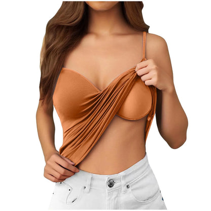 Plus Size Lace Tops For Women Casual Basic Solid Color Camisole Top Built In Bra Spaghetti Strap Womens V Neck Vest Summer
