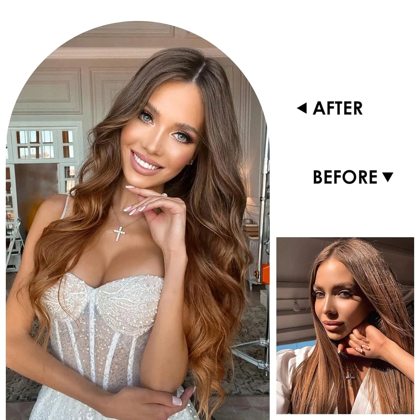 Tereshar Heat Resistant Synthetic Wig for Halloween Christmas Black Long Body Wave Lace Front Wigs for Black Women