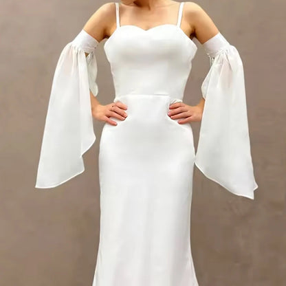 1Pair Women Long Tulle Sleeves Sunscreen Detachable Decorative Sheer Chiffon Arm Covers Gloves Wedding Dress Costume Accessories