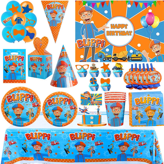 Bli-Ppi-Toy Theme Party Supplies Disposable Set Background Balloon Banner