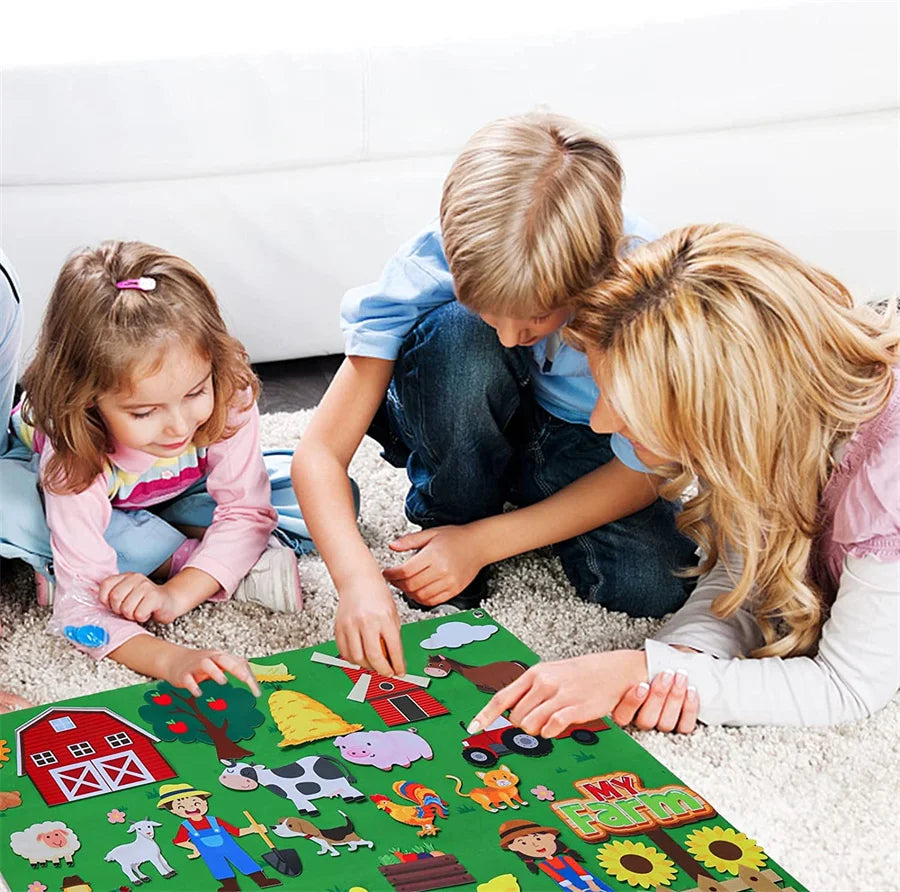 Farm Animals Felt Story Busy Board Set Toddlers Preschool Farmhouse Themed Early Learning Storytelling Interactive Play