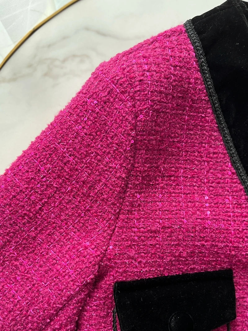 EtherealBe Sweet Pink Tweed Blazer for Ladies