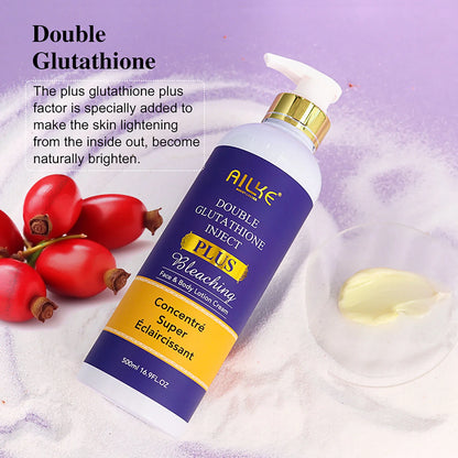 AILKE Double Glutathione Plus Moisturizing Hydrating Body & Skin Whiten Lotion, Bleaching Lotion for Women & Men With Pump