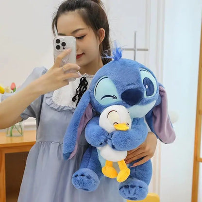 New Disney Stitch Hug Donald Duck  Doll Cute Doll Sleeping Home Pillow Ornament Cloth Doll Giving Friends Holiday Gifts