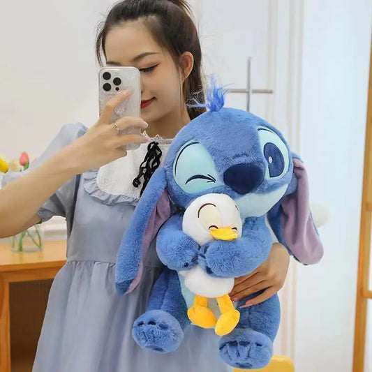 New Disney Stitch Hug Donald Duck  Doll Cute Doll Sleeping Home Pillow Ornament Cloth Doll Giving Friends Holiday Gifts
