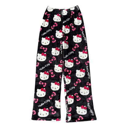 2025 New HelloKitty Outerwear Autumn/Winter Plush Sleeper Pants Women's Warm Pants Flannel Home Pants Soft Warm Sleeper Pants