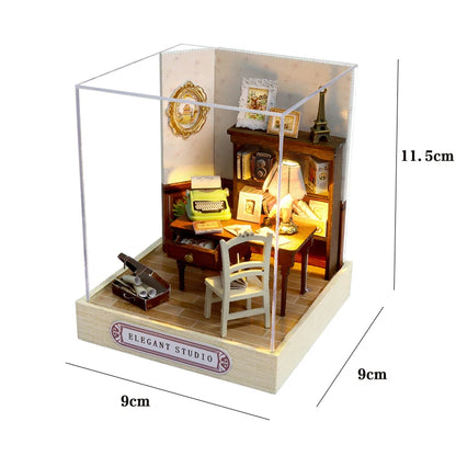 Handmade Wooden Miniature Doll House Kit 3D Puzzle Assembled Building Model Kit With LED Light DollHouses Toy For Christmas Gift