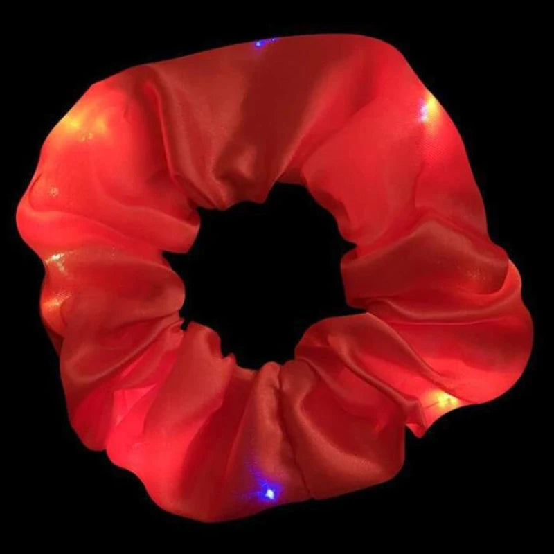 Colorful LED Hair Scrunchies Light Up Hair Bands Elastic LED Light Women Girls Hair Ties for Halloween Christmas Glow Part
