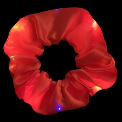 Colorful LED Hair Scrunchies Light Up Hair Bands Elastic LED Light Women Girls Hair Ties for Halloween Christmas Glow Part