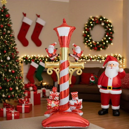 Christmas Foil Balloon New Year Snowman Santa Claus Standing Street Lamp Balloon for Kids Party Gift Home Decorats Supplies