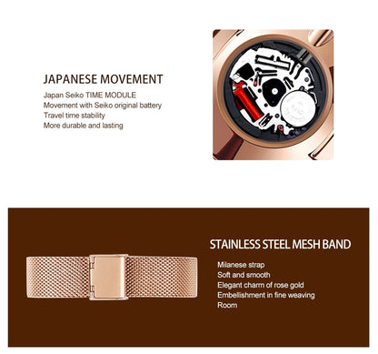 Simple Design Stainless Steel Strap Quartz Machine Core 3ATM Waterproof Wrist Watch Multifunctional Dropshipping Women's Watches