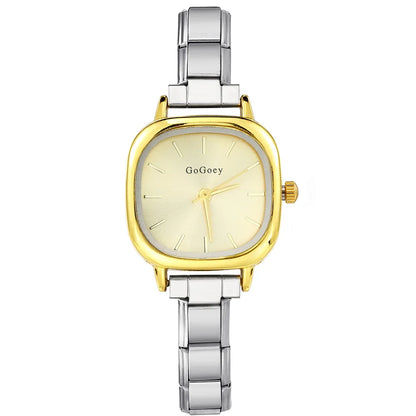 Chic Design Minimalist Women Men Squarel Quartz Watch Stainless Steel Strap Fashion Party Birthday Daily Perfect Gift