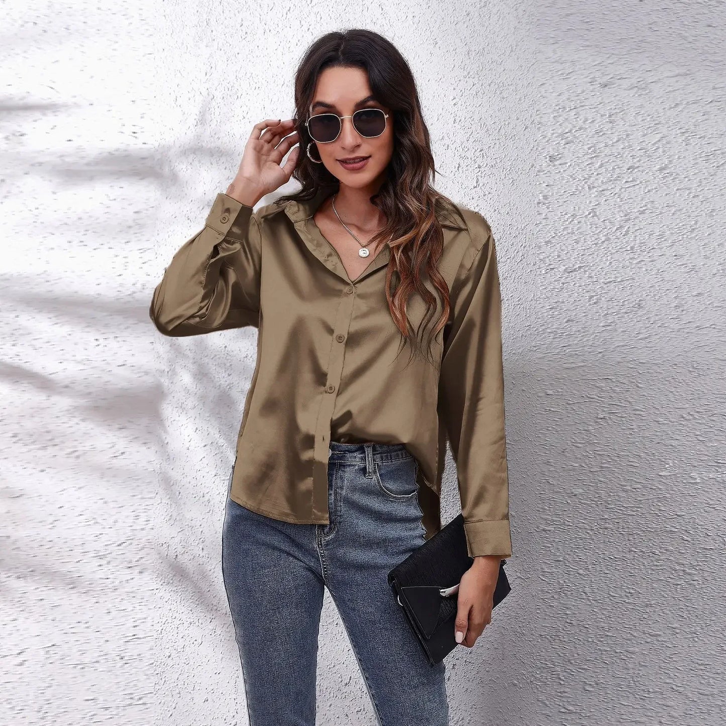 EtherealBe Fashion Satin Blouse Ladies - Elegant Style