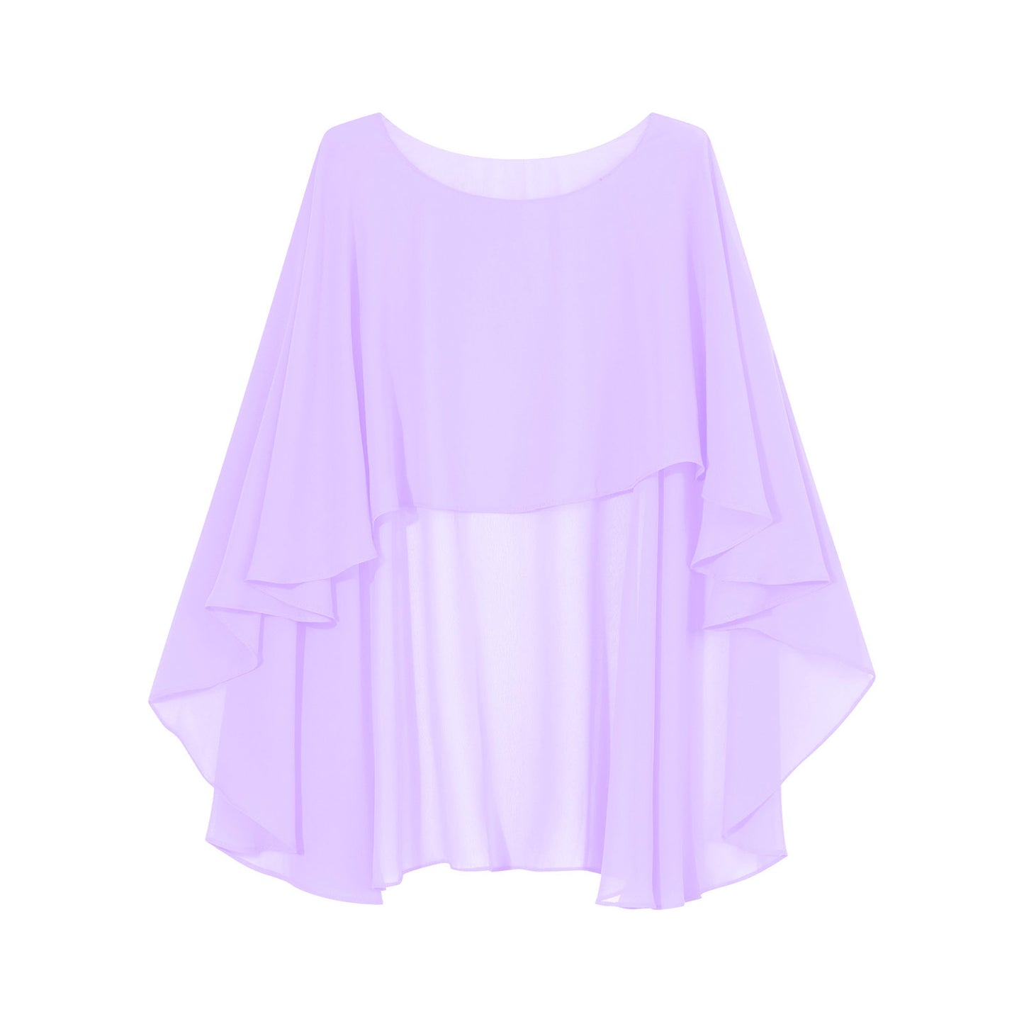 Women Chiffon Solid Pullover Capes Shawl Hi-low Hem Thin Soft Shrug Ponchos for Wedding Bridal Bridesmaid Evening Party Dress