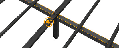 Queen Bed Frame with Storage Bookcase Headboard & LED Lights,Upholstered Bed Frame with USBCharging Station,No Box Spring Needed