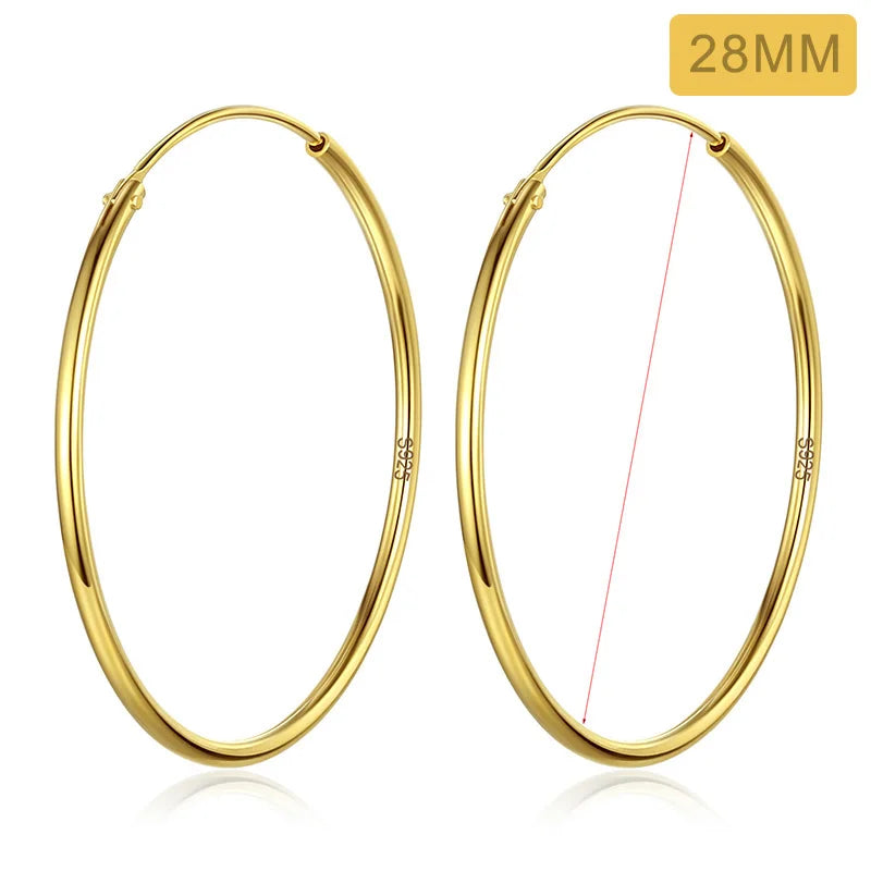 TrustDavis Real 925 Sterling Silver Earring Fashion Simple Korean Hoop Earrings For Women Charming Chic Party Fine Jewelry DD455