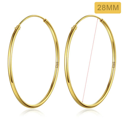 TrustDavis Real 925 Sterling Silver Earring Fashion Simple Korean Hoop Earrings For Women Charming Chic Party Fine Jewelry DD455