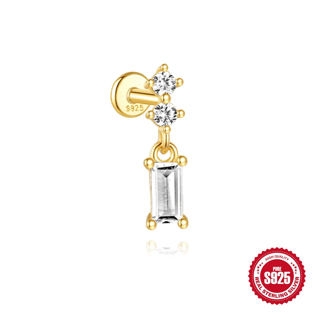 CANNER Pendientes Plata 925 Piercing Stud Earrings For Women Cubic Zirconia 925 Sterling Silver Cartilage Earring Jewerly 1pcs