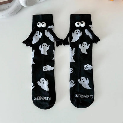 EtherealBe women's Halloween socks featuring playful ghost patterns and fun 3D eyes
