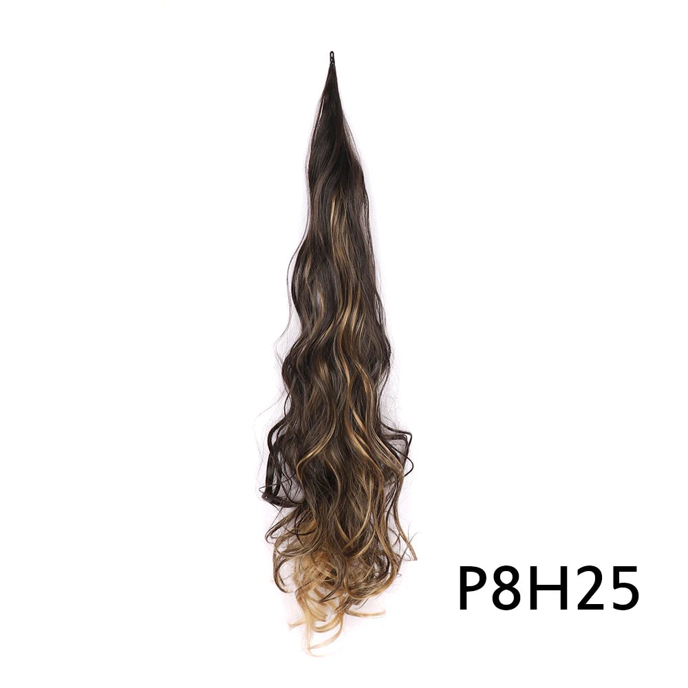 32" Flexible Wrap Around Ponytail Hair Extension Long Curly Synthetic Ponytail Wavy Pretty Hair Ponytails Hairpieces For Women