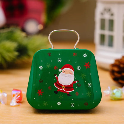 Christmas Tin Gift Box Metal Candy Box Square Candy Storage Containers for Holiday Xmas Supplies Happy New Year