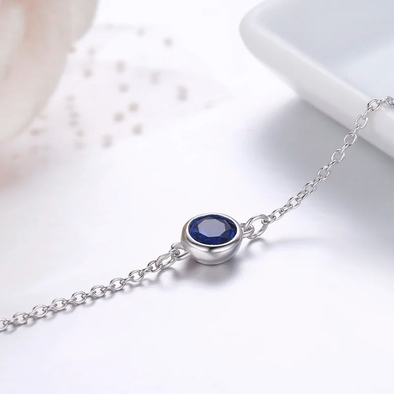 4Color 925 Sterling Silver Chain Round CZ Charm Anklet For Women Foot Jewelry Leg Bracelet Cheville Enkelbandje Halhal Tobillera